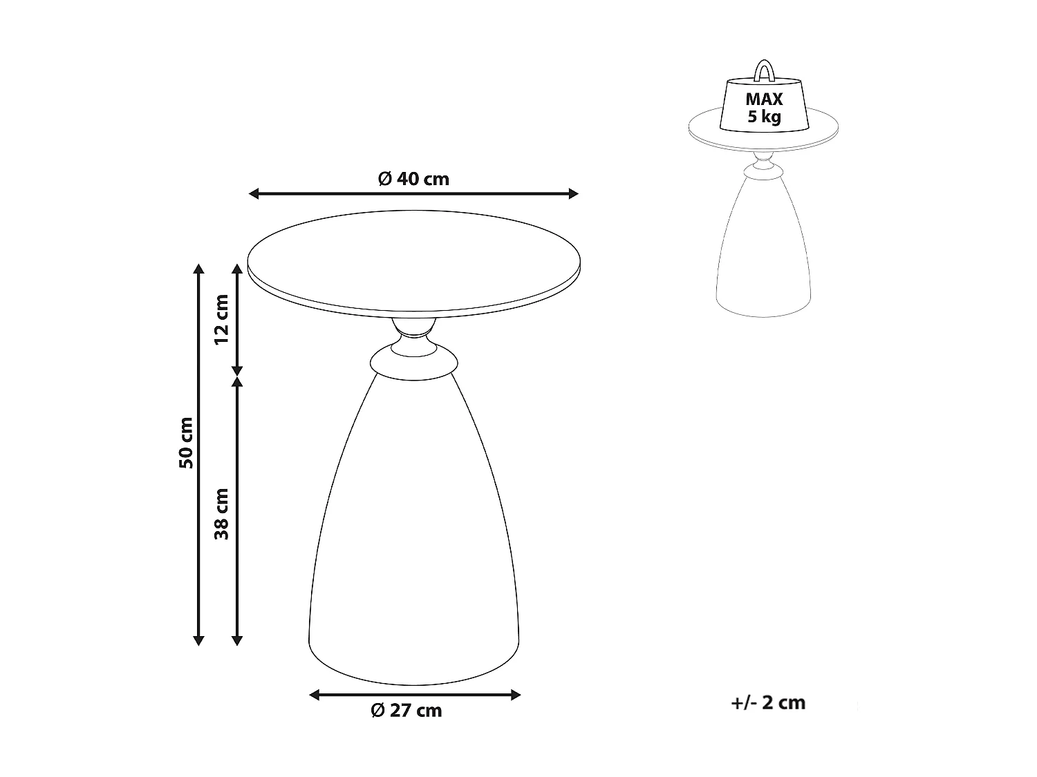 Table d'appoint CADY Verre de sécurité Marbre noir