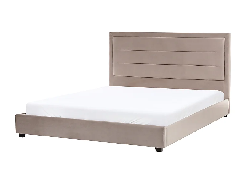 Lit avec sommier Velours ROUEN 180 x 200 cm Taupe