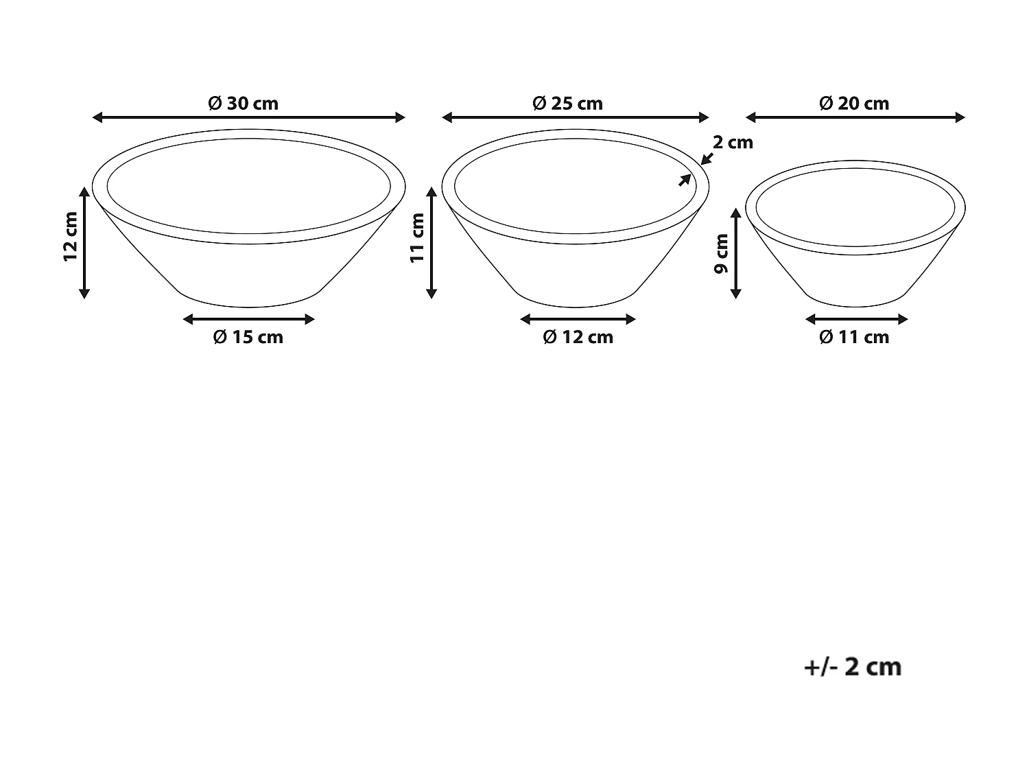 Lot de 3 bols décoratifs TANTA Bois de manguier Marron clair