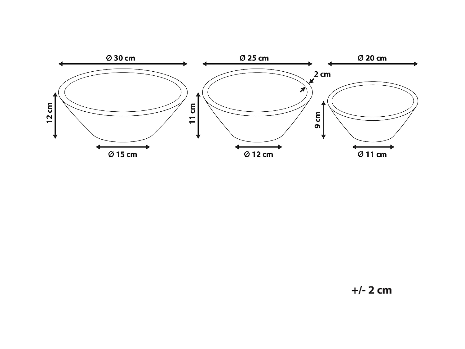 Lot de 3 bols décoratifs TANTA Bois de manguier Marron clair