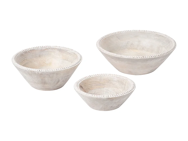 Lot de 3 bols décoratifs TANTA Bois de manguier Marron clair