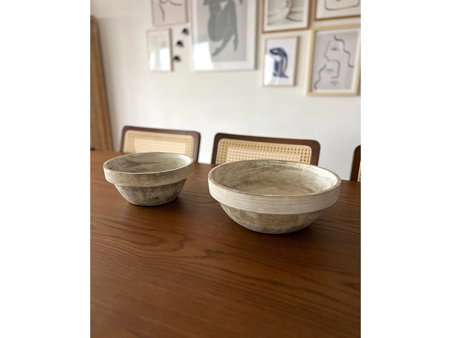 Lot de 2 bols décoratifs MINYA Bois de manguier Marron clair