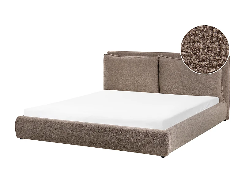 Lit avec sommier Bouclé BAJONNA 180 x 200 cm Marron