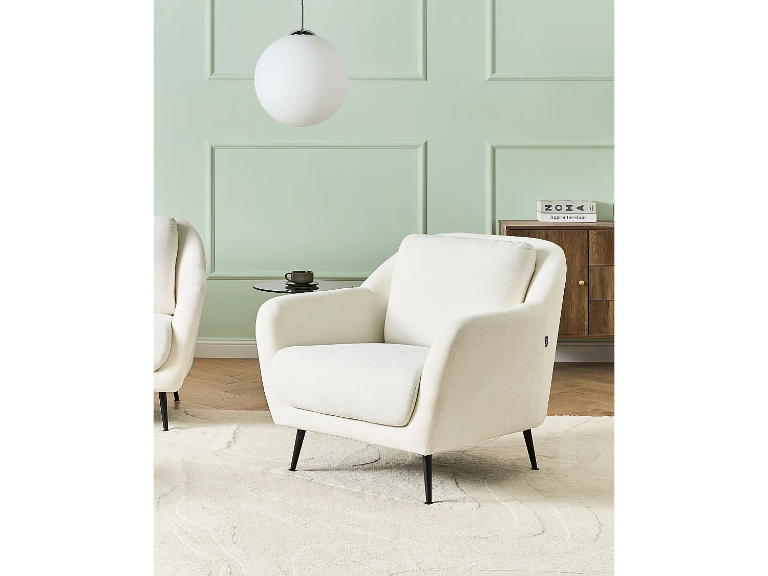 Fauteuil EIBY Tissu chenille Blanc