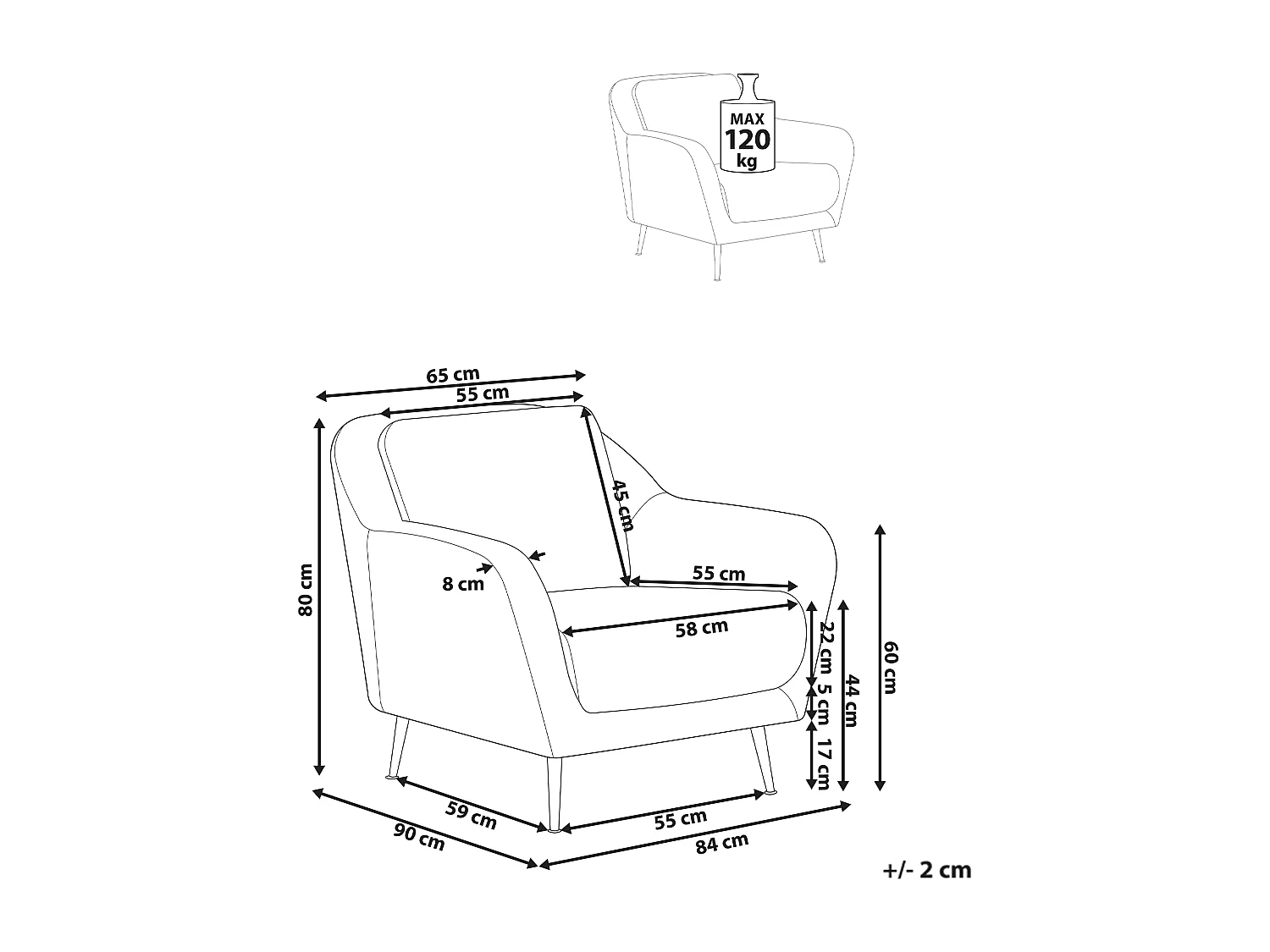 Fauteuil EIBY Tissu chenille Blanc