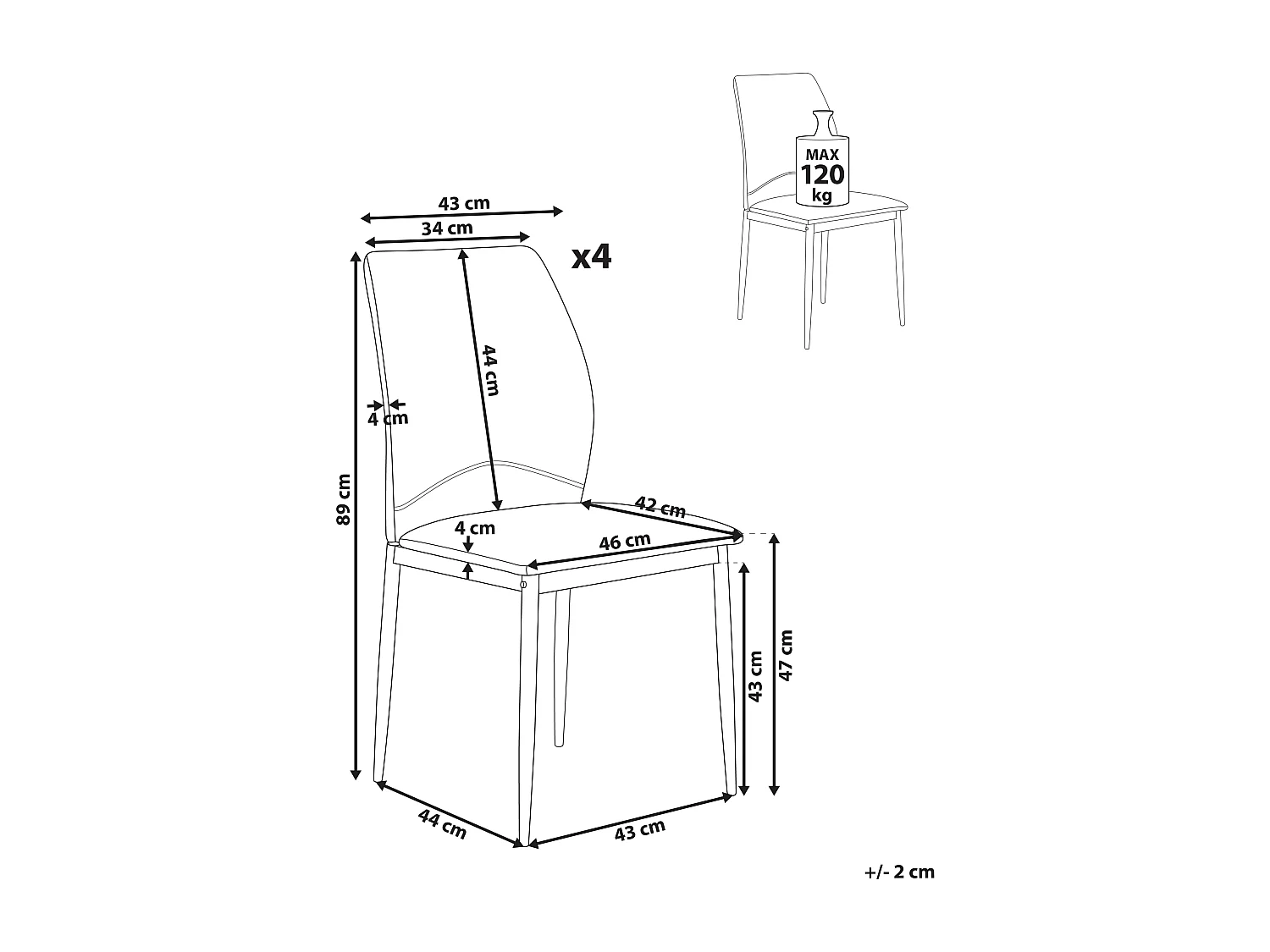 Lot de 4 chaises de salle à manger ROCHEPORT Tissu Taupe