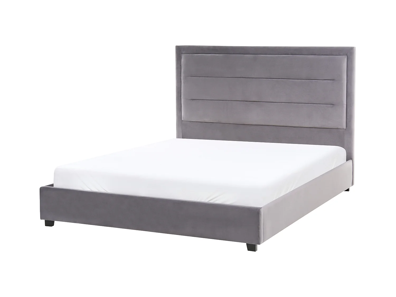 Lit avec sommier Velours ROUEN 140 x 200 cm Gris foncé