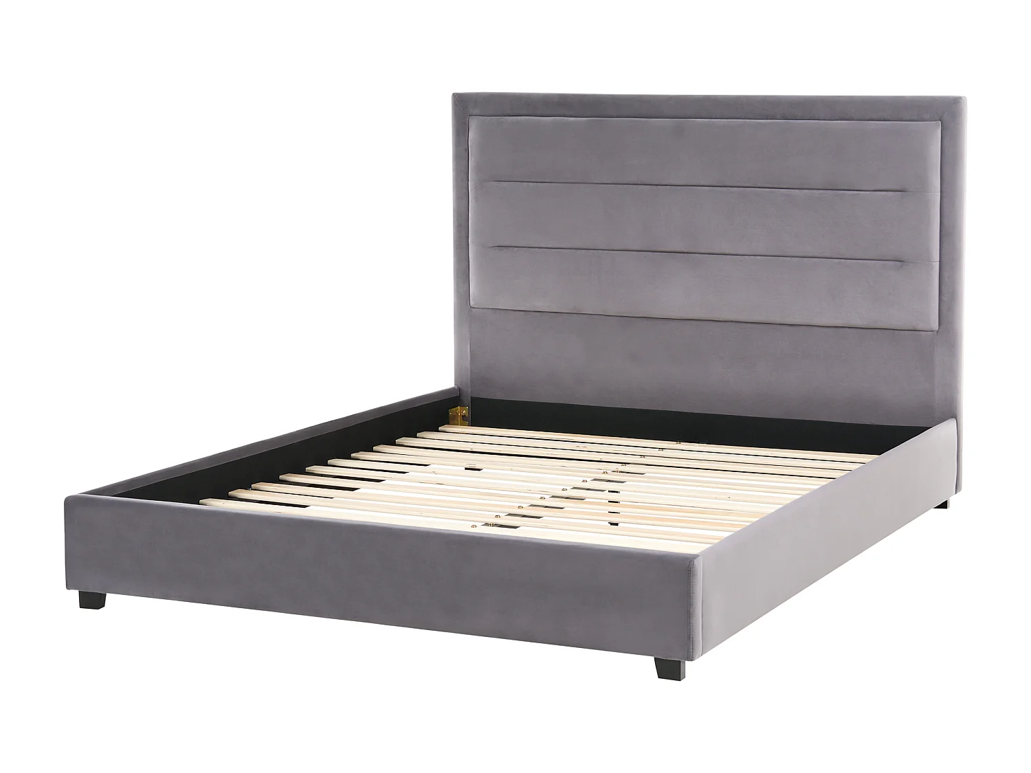 Lit avec sommier Velours ROUEN 140 x 200 cm Gris foncé