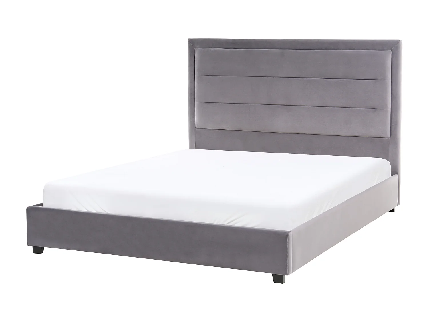Lit avec sommier Velours ROUEN 140 x 200 cm Gris foncé