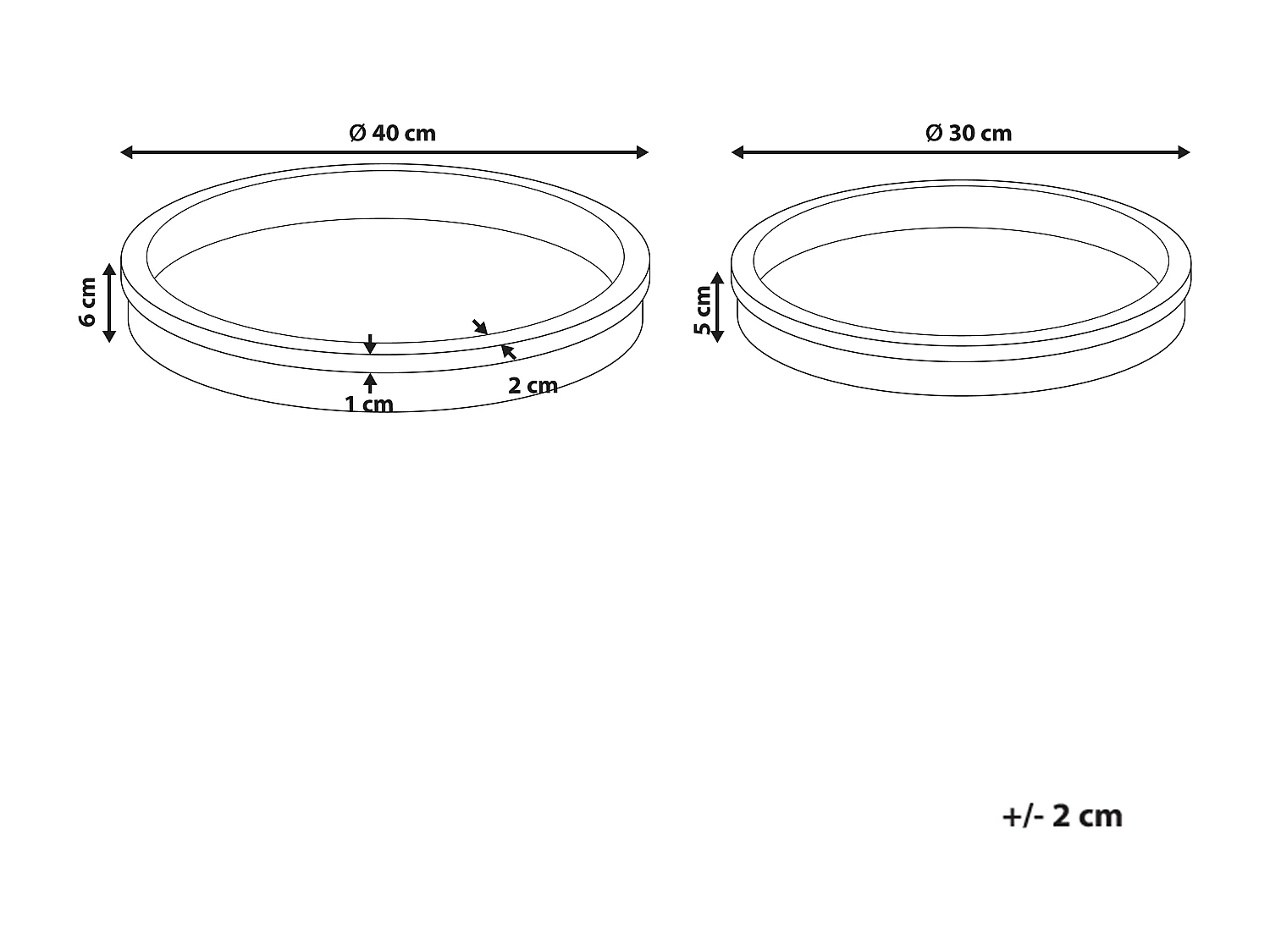Lot de 2 plateaux de service MANSOURA Bois de manguier Marron clair