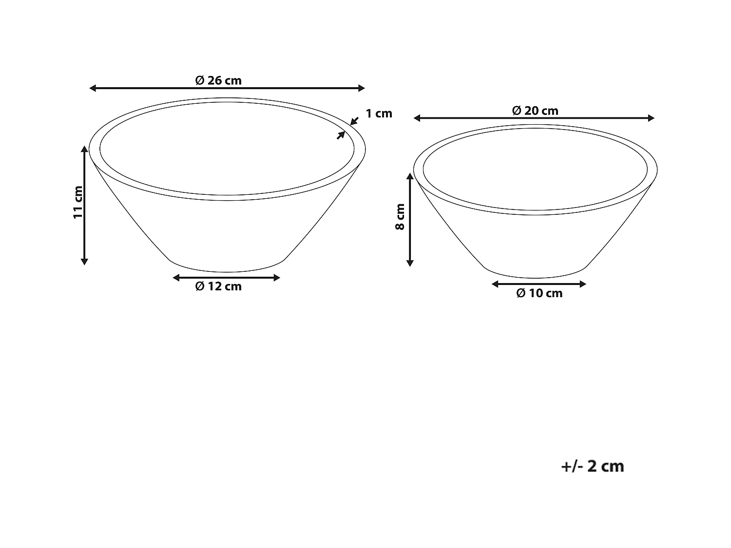 Lot de 2 bols décoratifs LUXOR Bois de manguier Marron clair