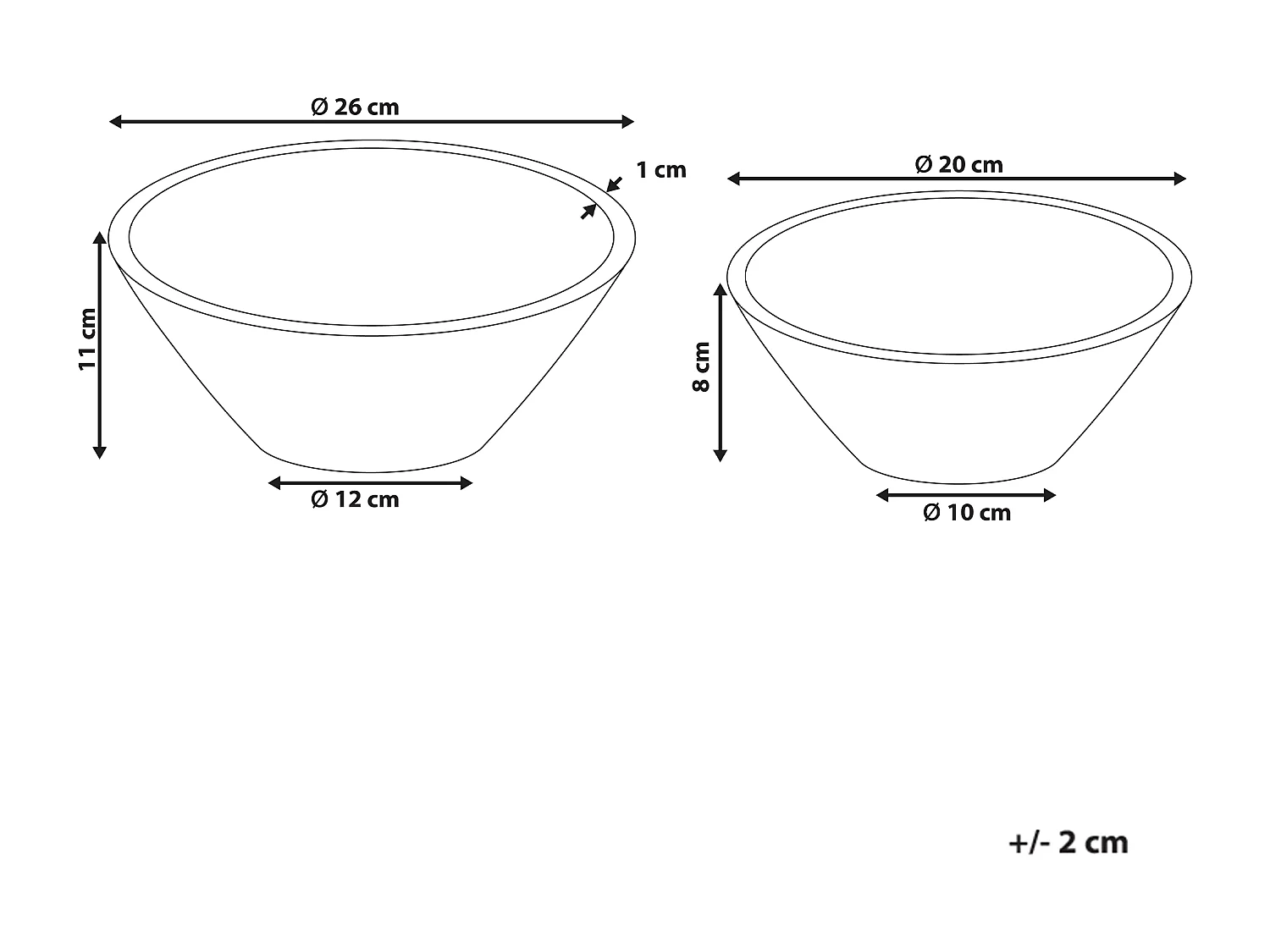 Lot de 2 bols décoratifs LUXOR Bois de manguier Marron clair