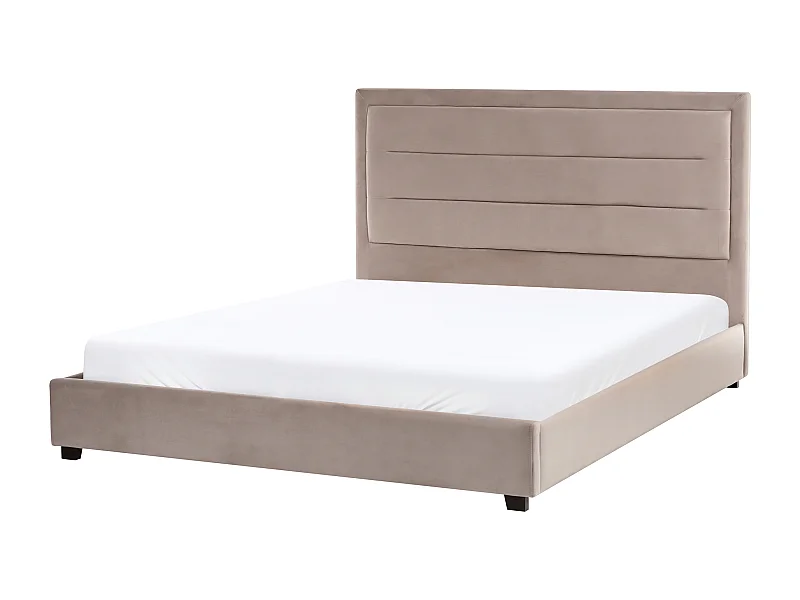 Lit avec sommier Velours ROUEN 160 x 200 cm Taupe