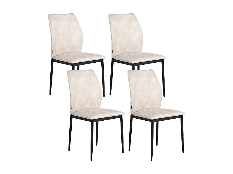 Lot de 4 chaises de salle à manger ROCHEPORT Tissu Beige clair