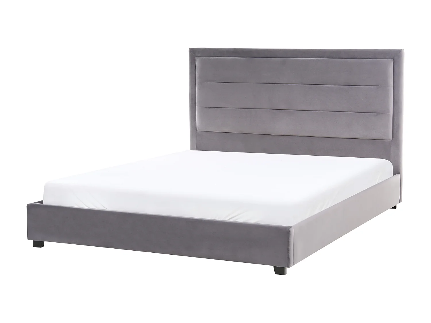 Lit avec sommier Velours ROUEN 160 x 200 cm Gris foncé