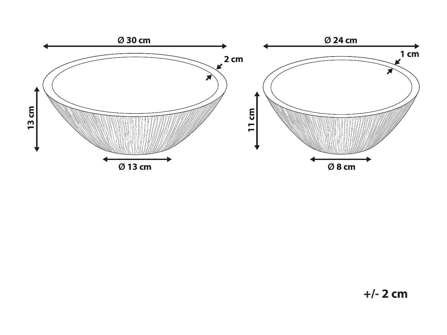Lot de 2 bols décoratifs SIWA Bois de manguier Marron clair