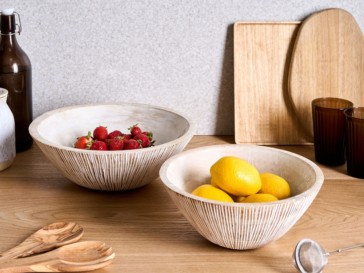 Lot de 2 bols décoratifs SIWA Bois de manguier Marron clair