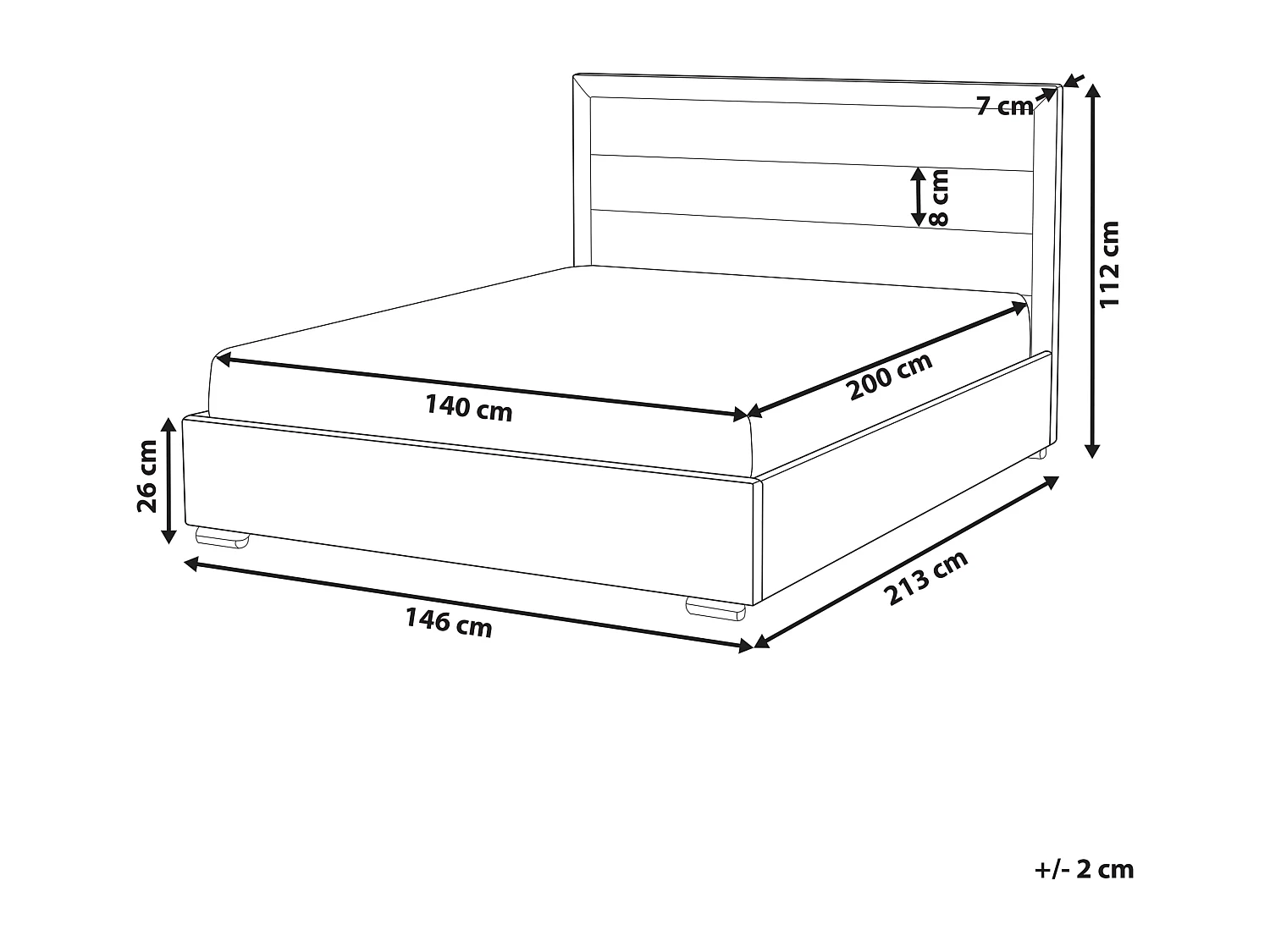 Lit avec sommier Velours ROUEN 140 x 200 cm Taupe