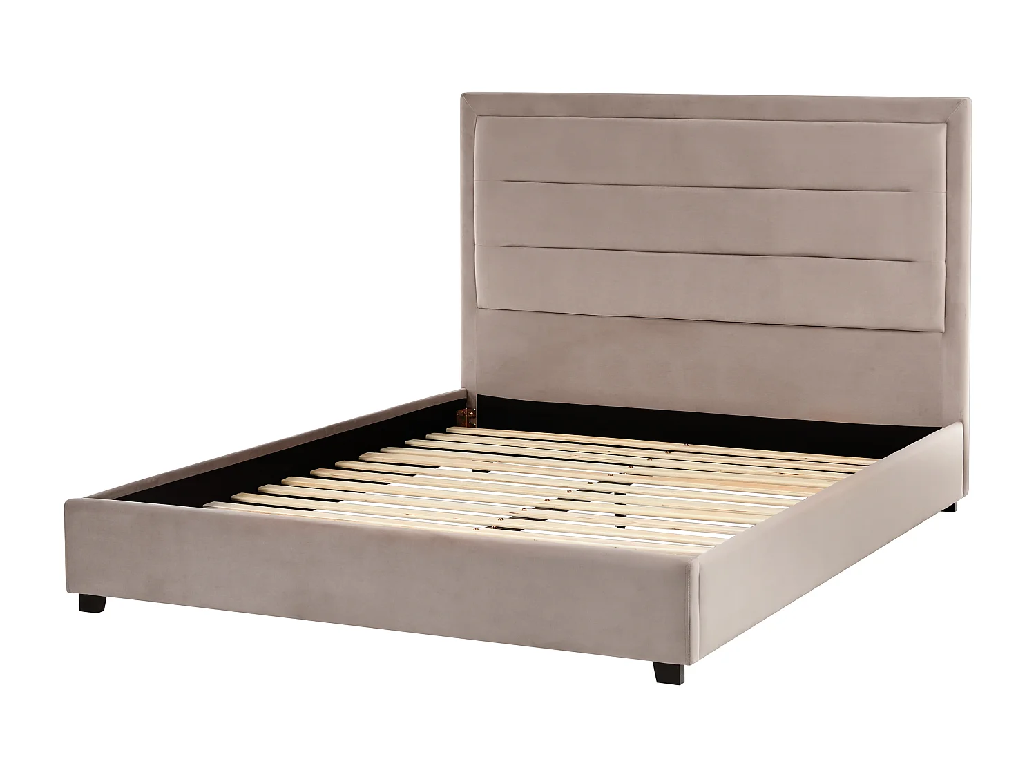 Lit avec sommier Velours ROUEN 140 x 200 cm Taupe