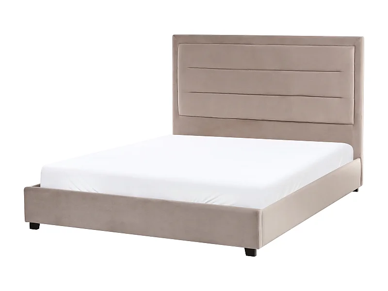 Lit avec sommier Velours ROUEN 140 x 200 cm Taupe