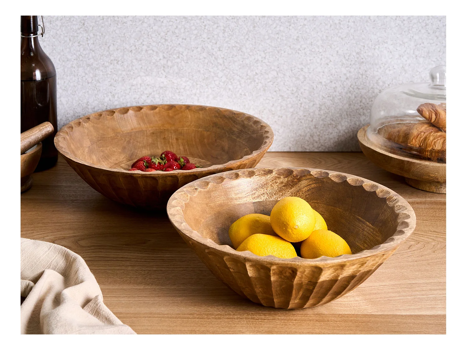 Lot de 2 bols décoratifs SOHAG Bois de manguier Marron