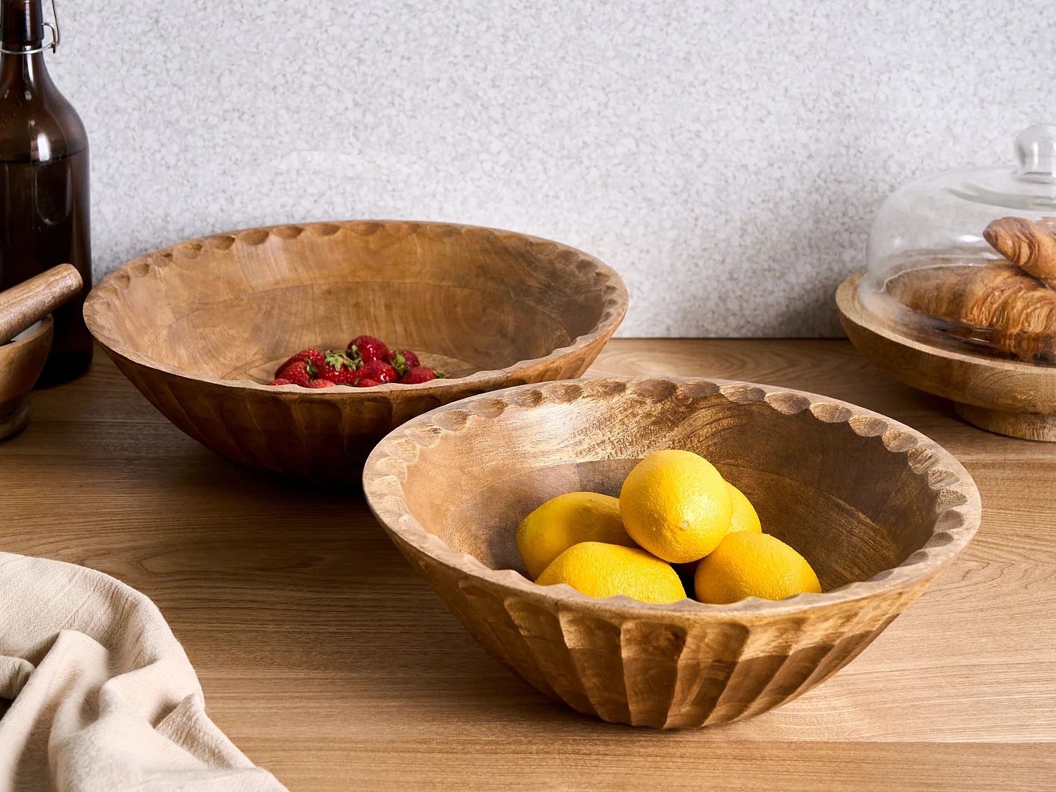 Lot de 2 bols décoratifs SOHAG Bois de manguier Marron