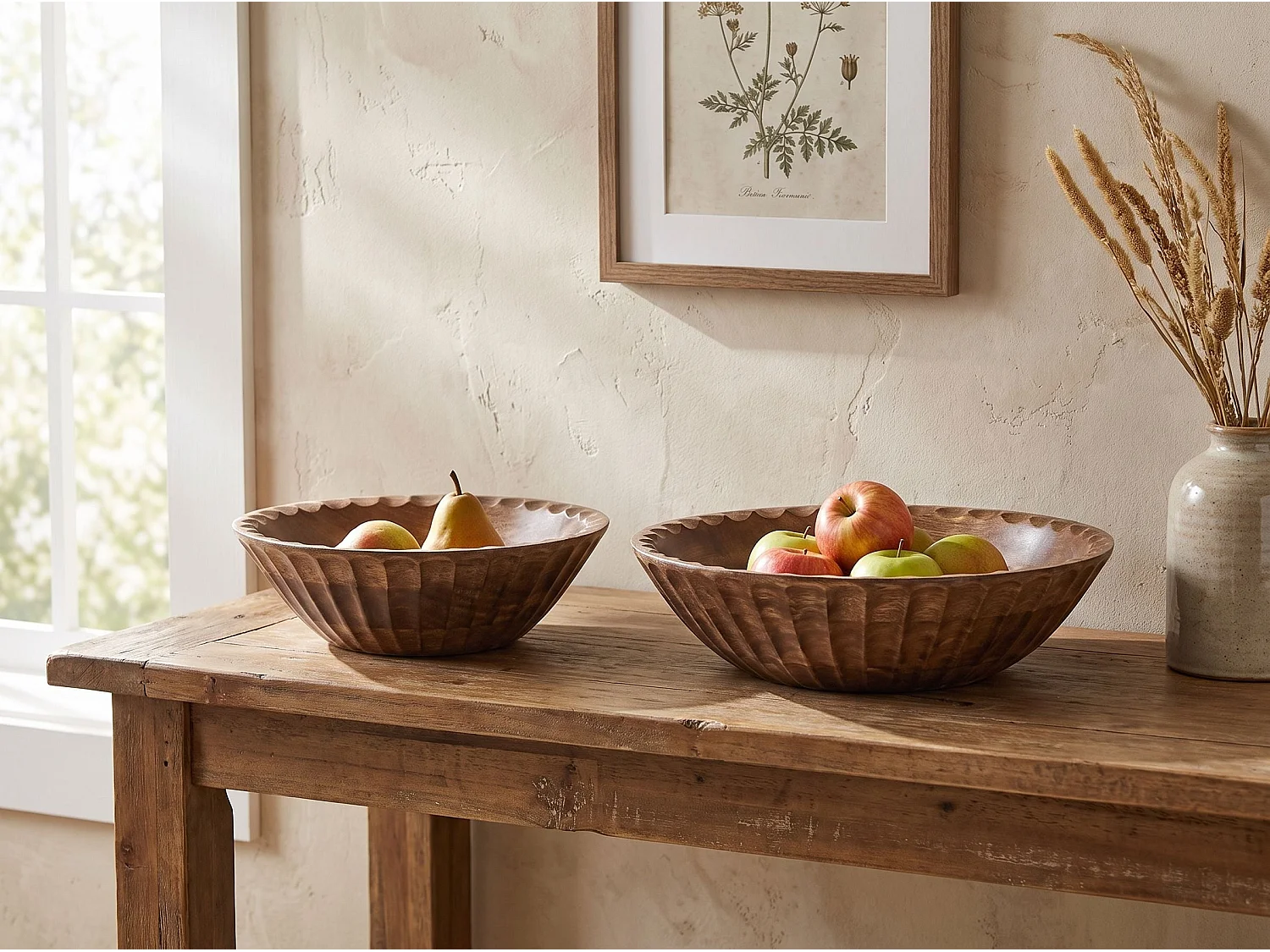 Lot de 2 bols décoratifs SOHAG Bois de manguier Marron