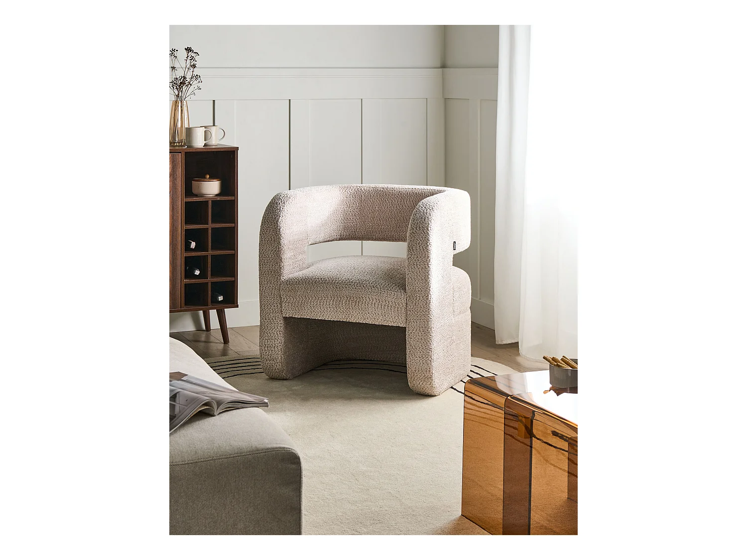 Fauteuil VIDSEL Tissu chenille Beige