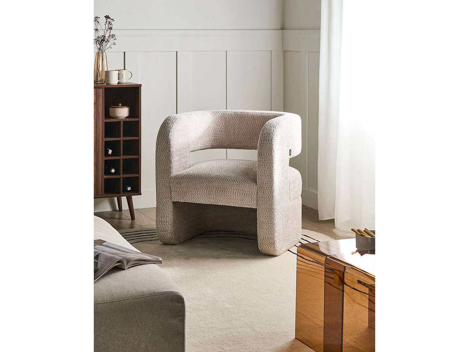 Fauteuil VIDSEL Tissu chenille Beige