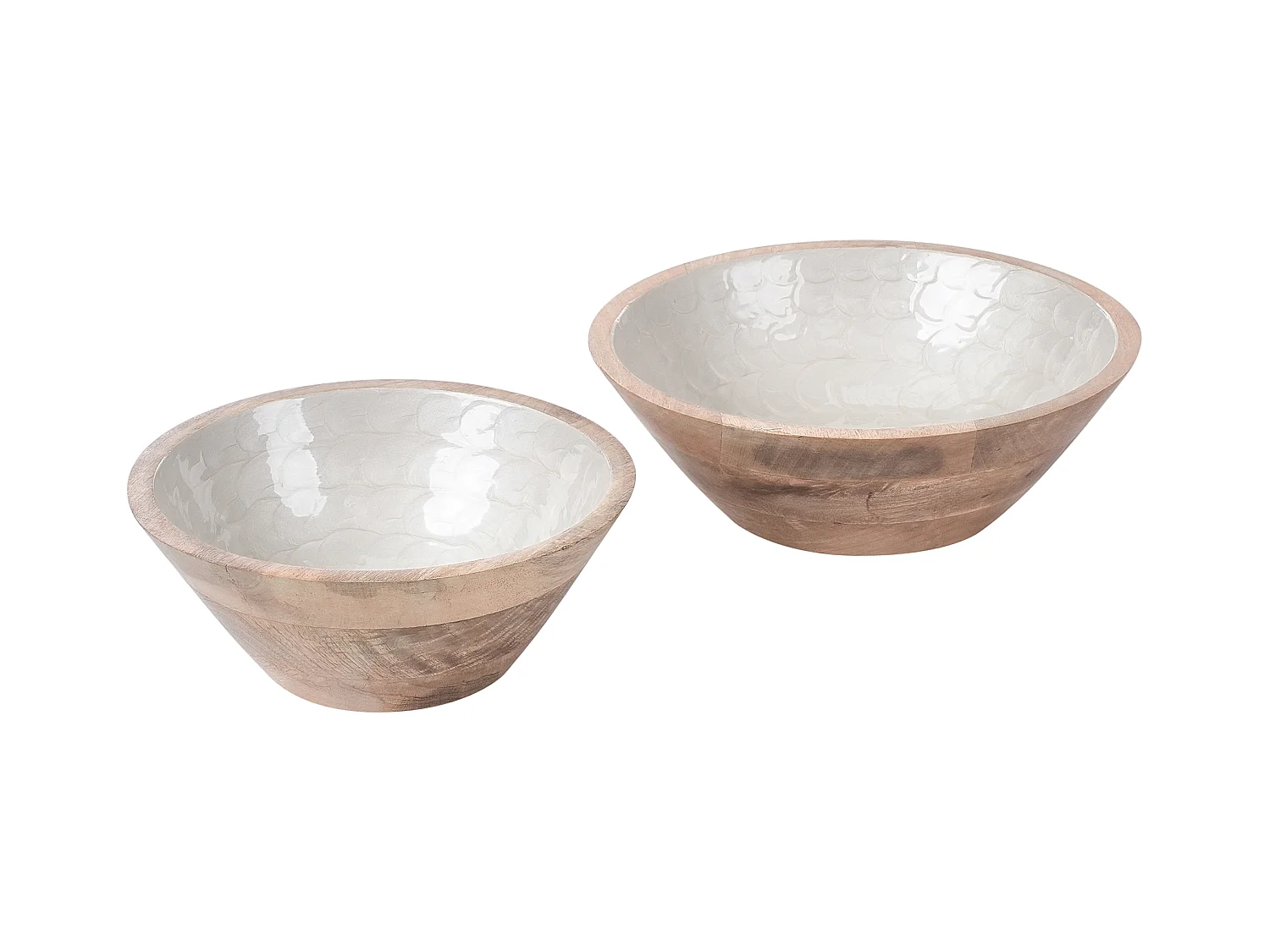 Lot de 2 bols décoratifs ARISH Bois de manguier Marron/blanc