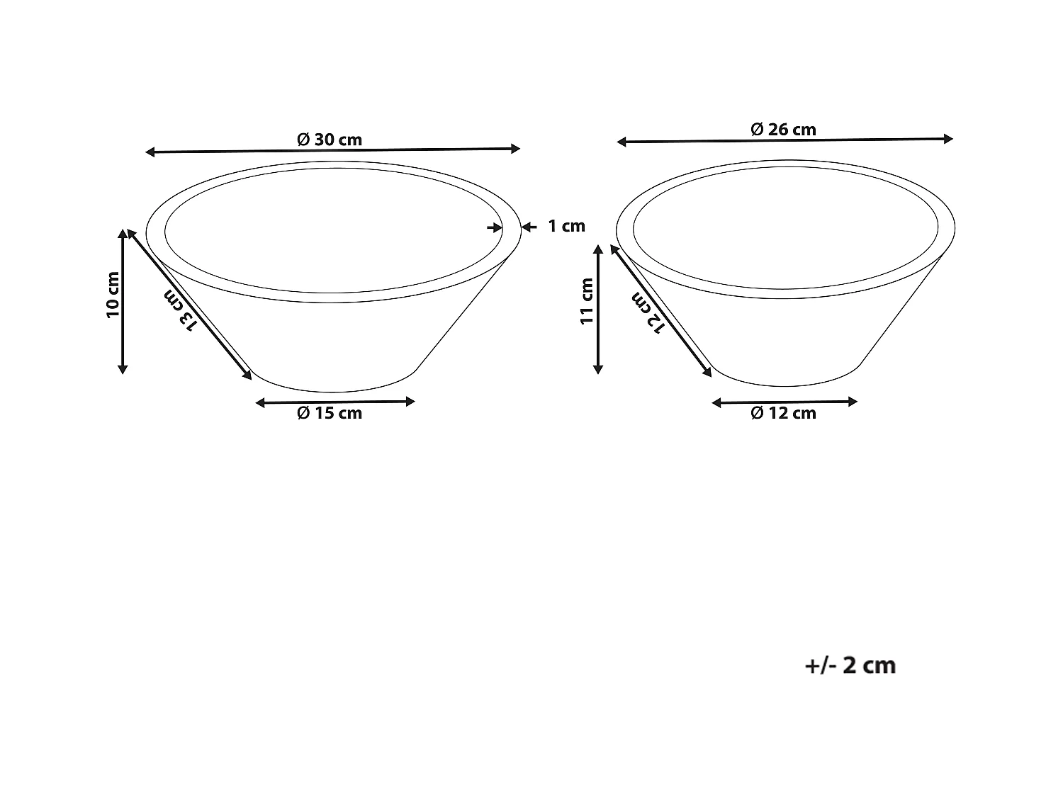 Lot de 2 bols décoratifs ARISH Bois de manguier Marron/blanc