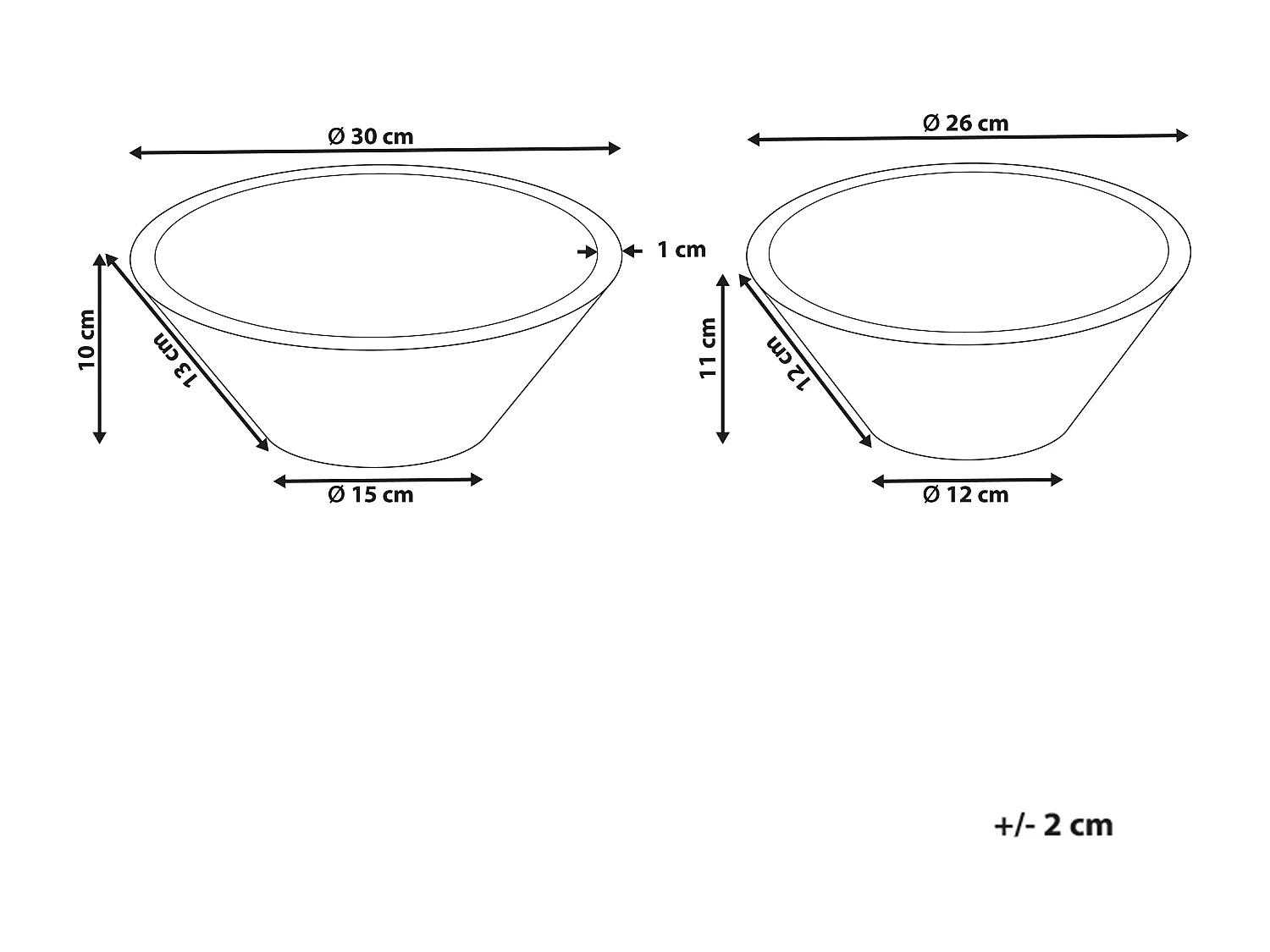 Lot de 2 bols décoratifs ARISH Bois de manguier Marron/blanc