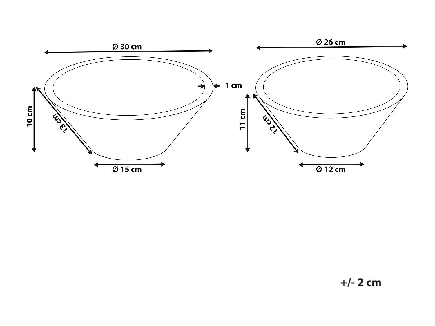 Lot de 2 bols décoratifs ARISH Bois de manguier Marron/blanc