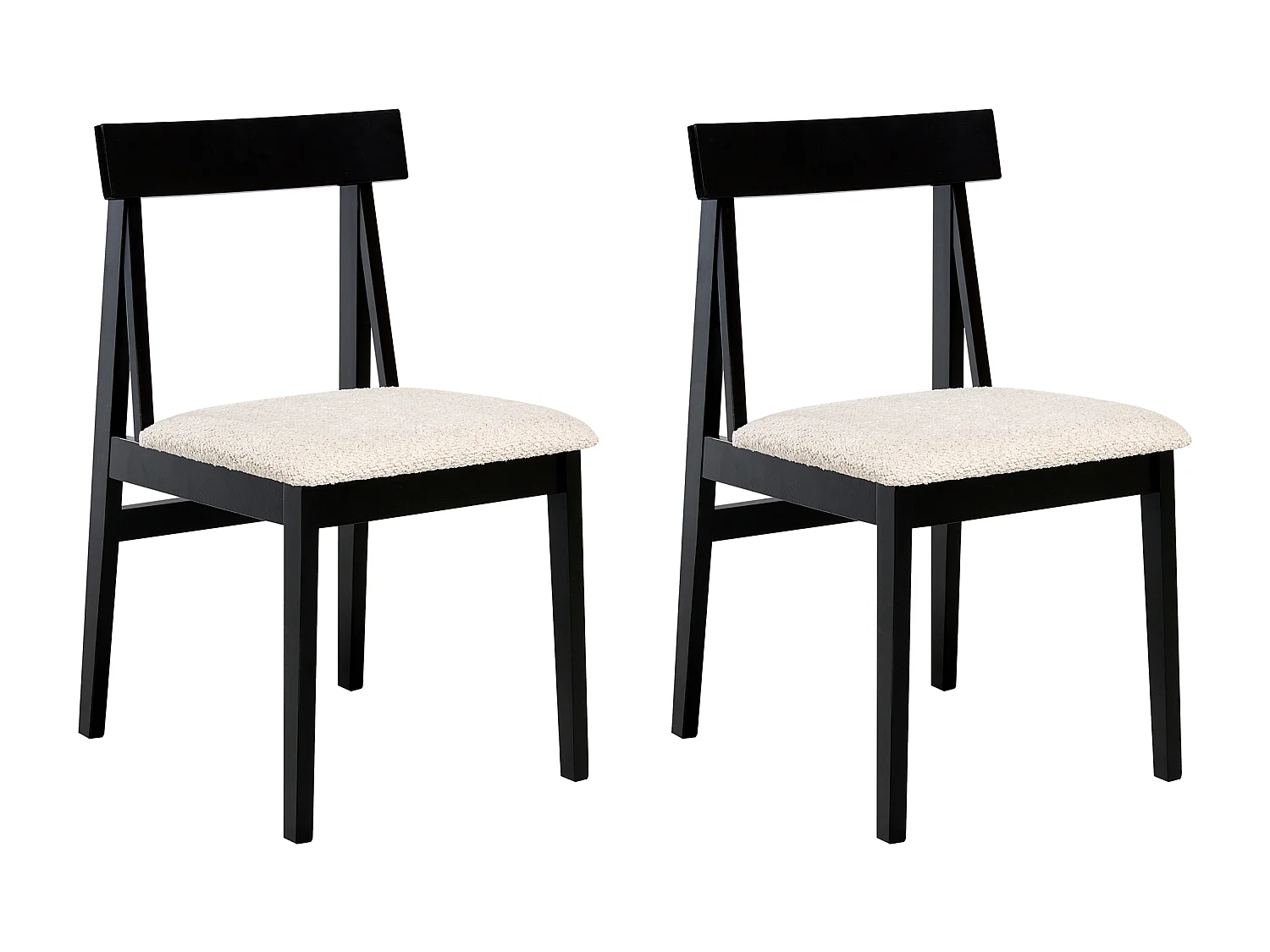 Lot de 2 chaises de salle à manger ISLE Bois Noir/beige