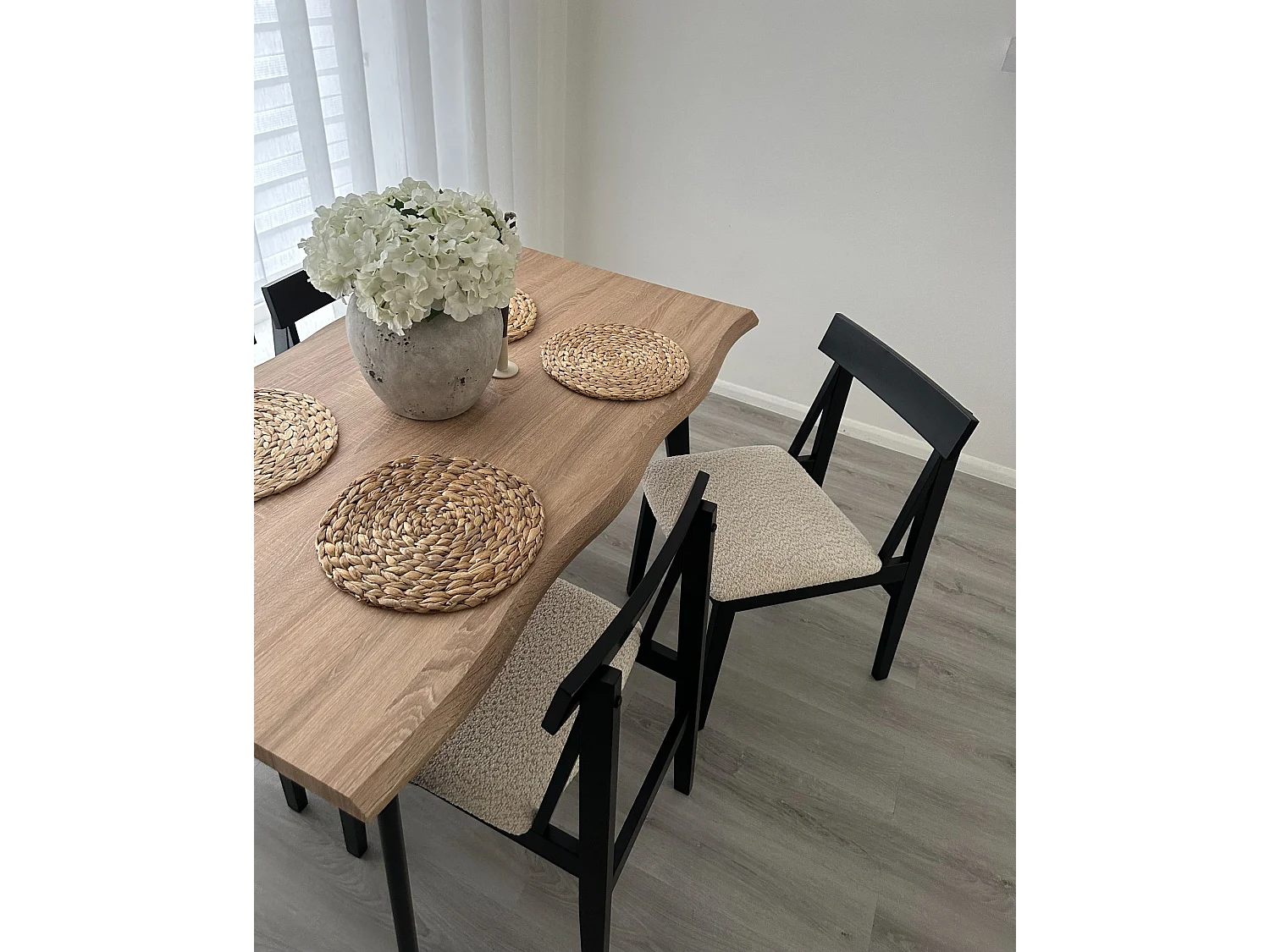 Set of 2 Dining Chairs ISLE Wood Black/ Beige