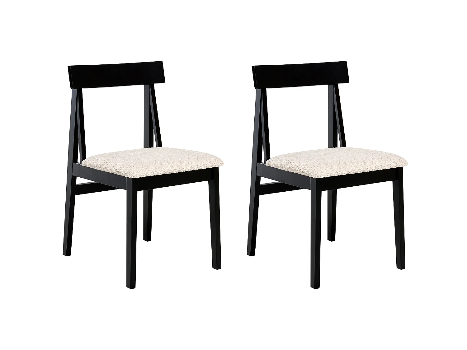 Set of 2 Dining Chairs ISLE Wood Black/ Beige