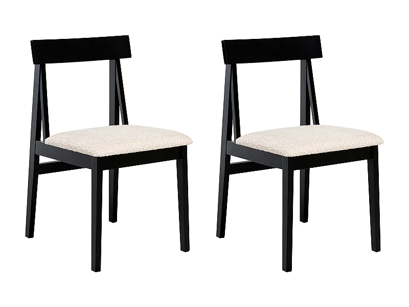 Lot de 2 chaises de salle à manger ISLE Bois Noir/beige