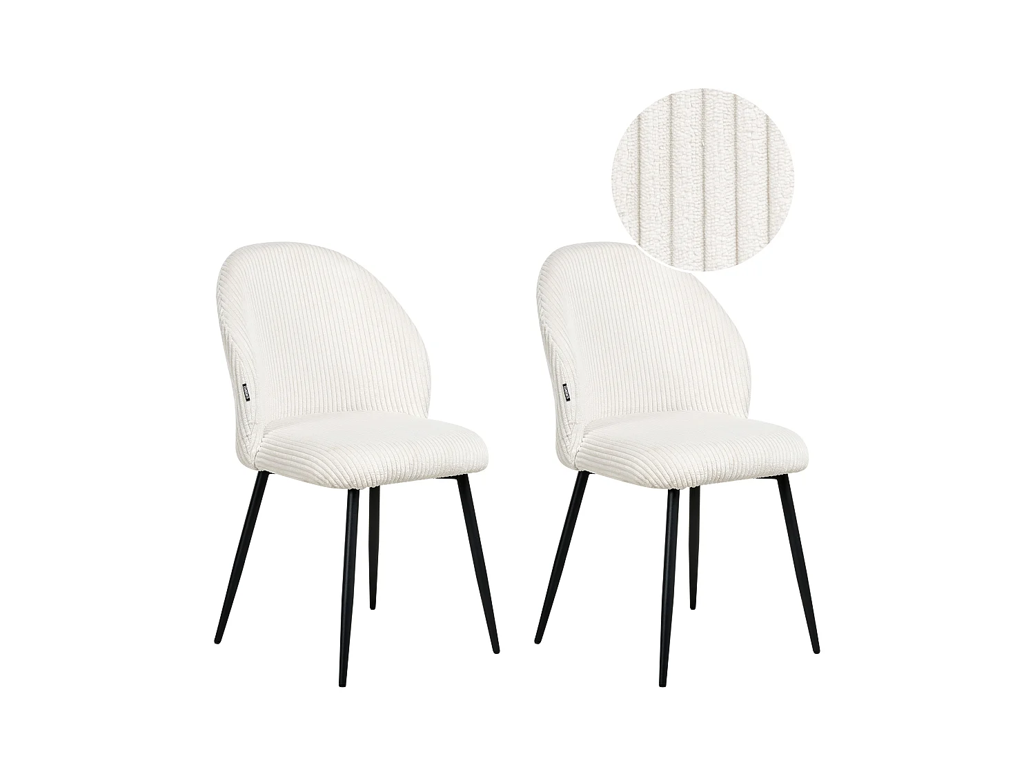 Lot de 2 chaises de salle à manger ELOY Velours côtelé Blanc cassé