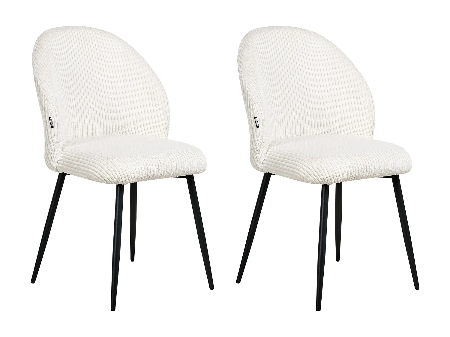 Lot de 2 chaises de salle à manger ELOY Velours côtelé Blanc cassé