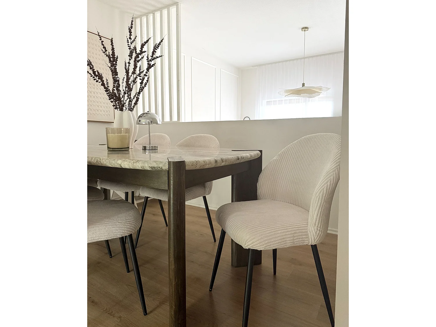 Set of 2 Dining Chairs ELOY Corduroy Off-White
