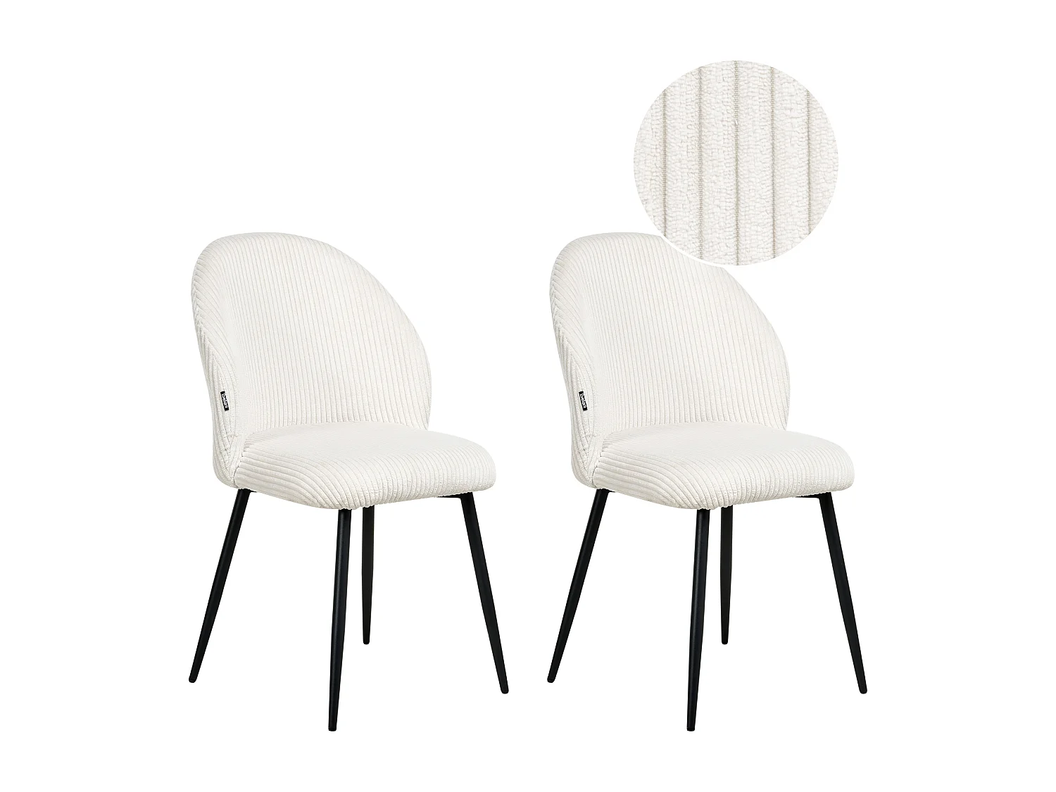 Lot de 2 chaises de salle à manger ELOY Velours côtelé Blanc cassé