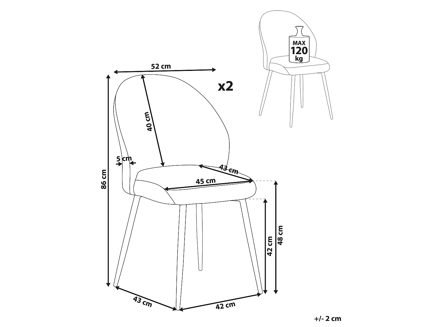 Set of 2 Dining Chairs ELOY Corduroy Off-White