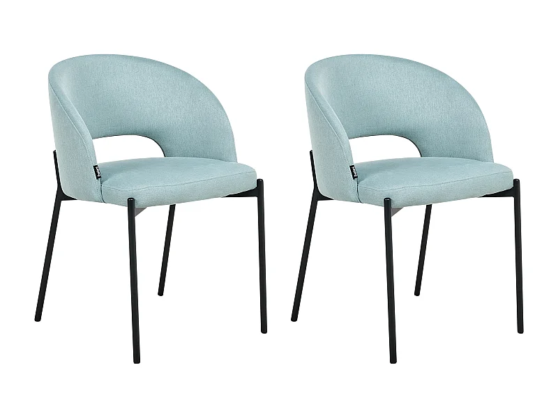 Lot de 2 chaises de salle à manger PENNY Tissu Bleu clair
