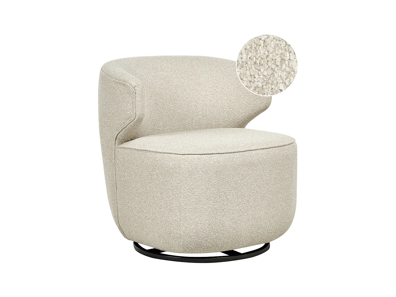 Fauteuil pivotant MOLLEBY Bouclé Beige clair