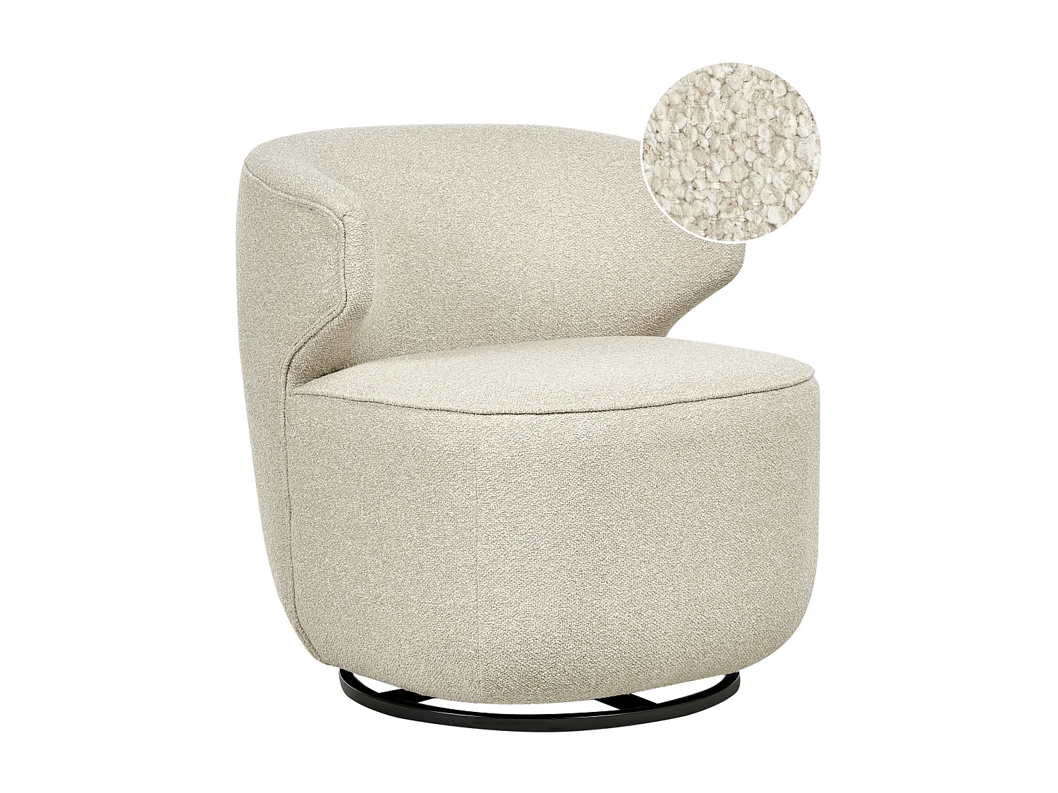 Fauteuil pivotant MOLLEBY Bouclé Beige clair