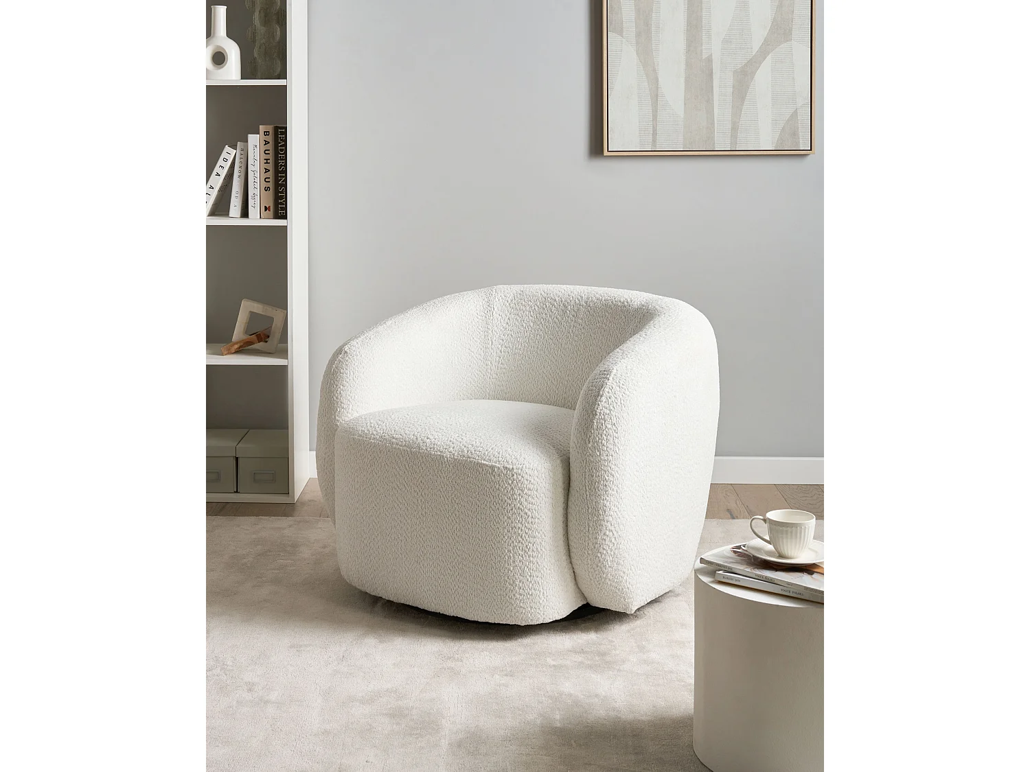 Fauteuil pivotant TORE Tissu Blanc cassé