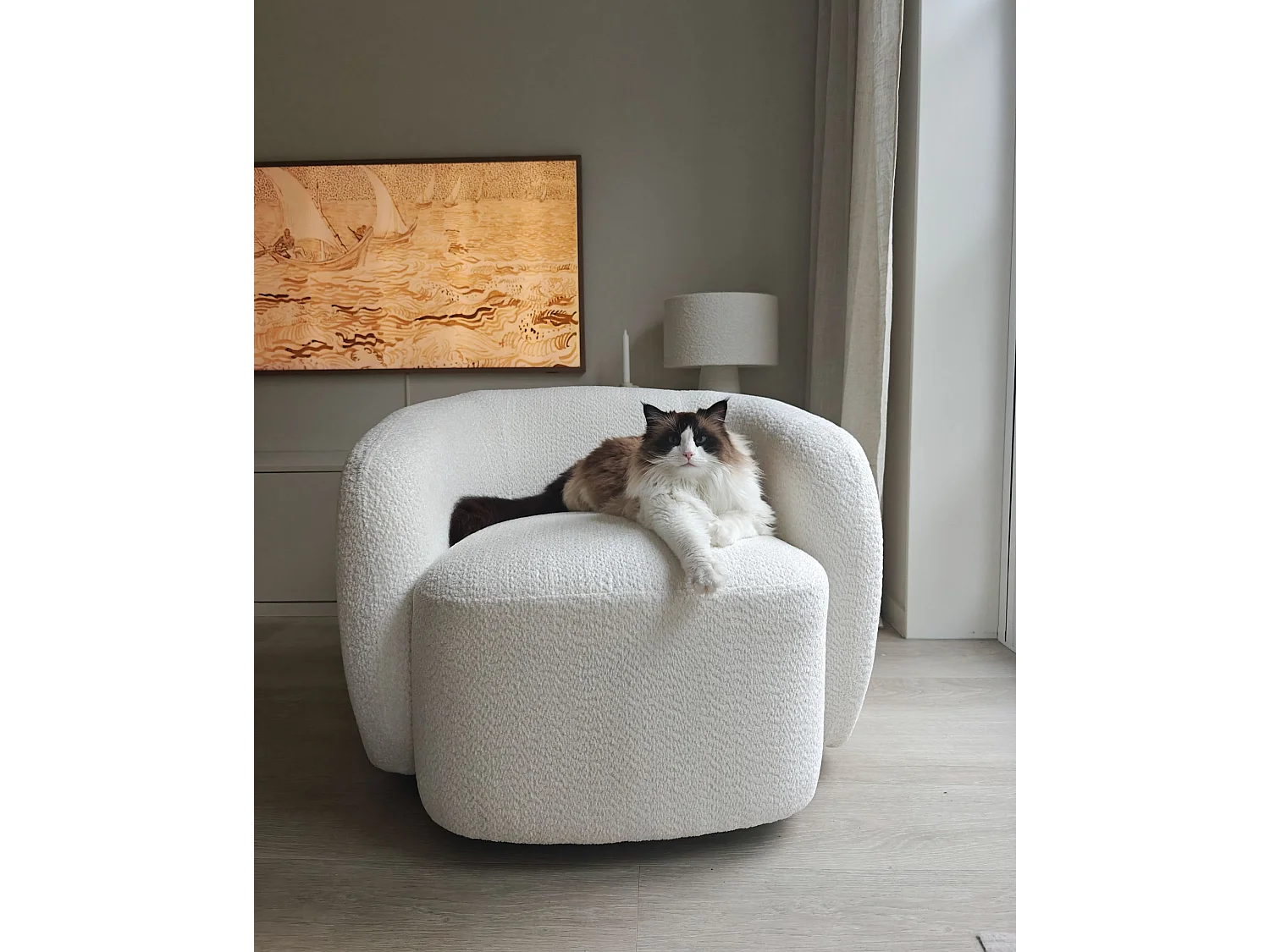 Swivel Armchair TORE Fabric Off-White