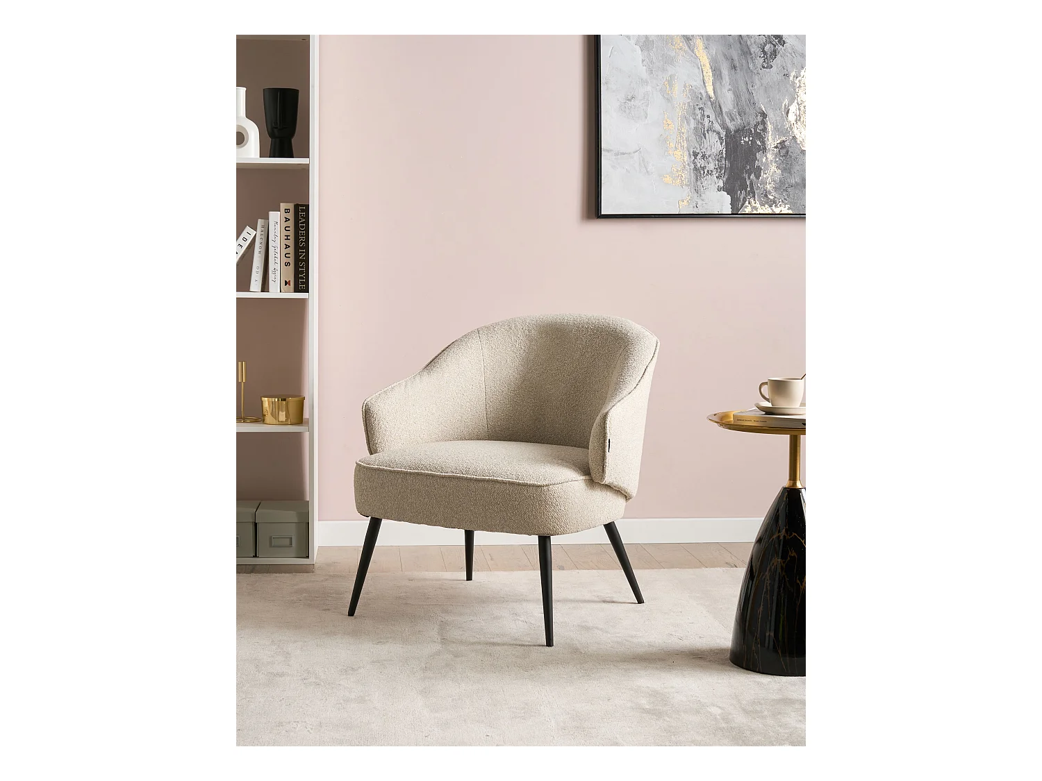 Fauteuil KAYLA Bouclé Beige clair