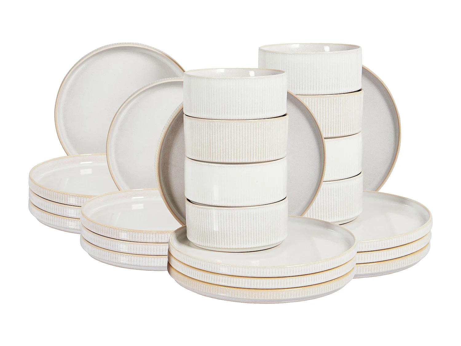 Set de 24 couverts de table SPIKENARD Grès Blanc cassé