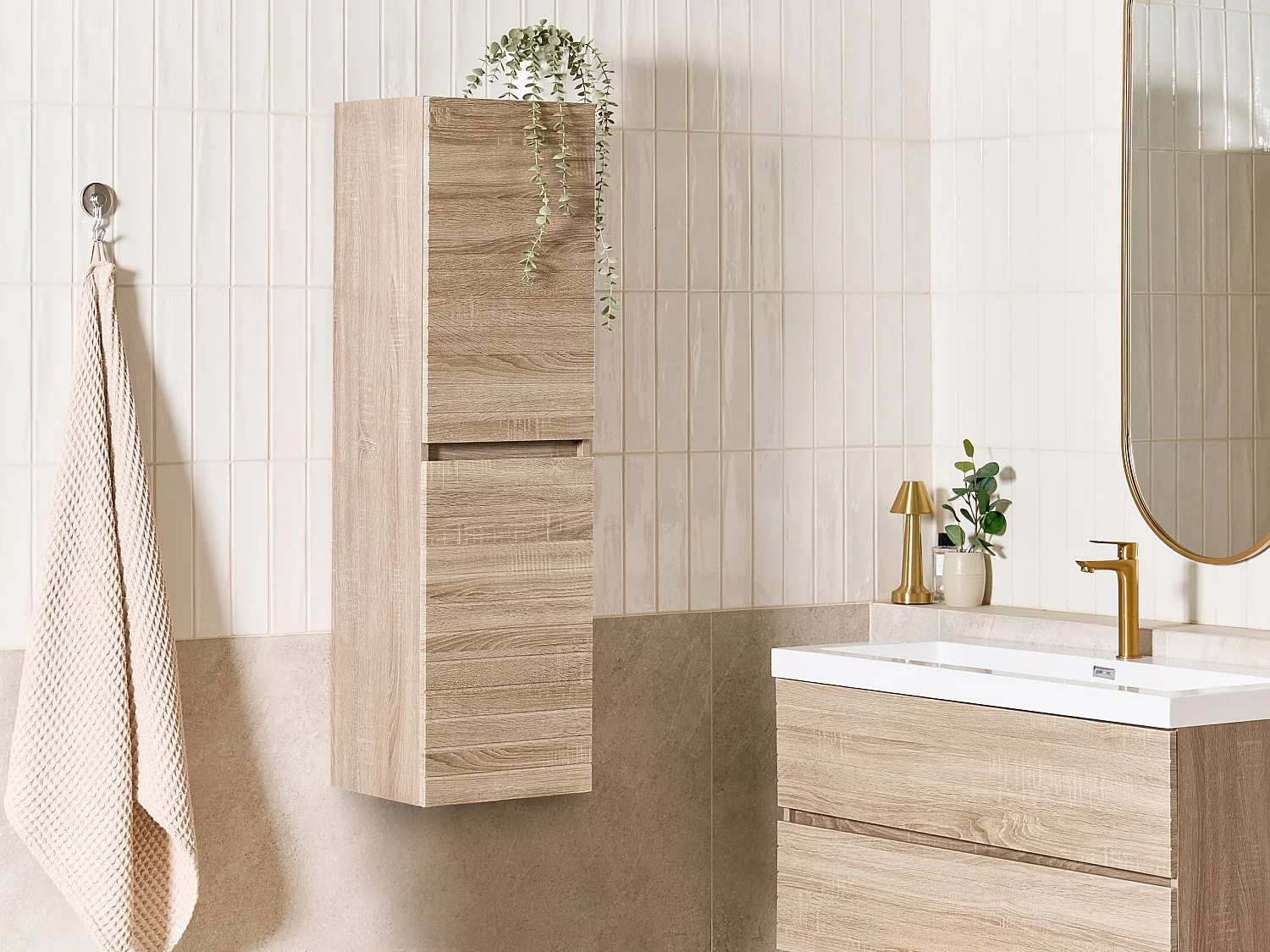 Armoire murale de salle de bains URUCU 35 cm Marron clair